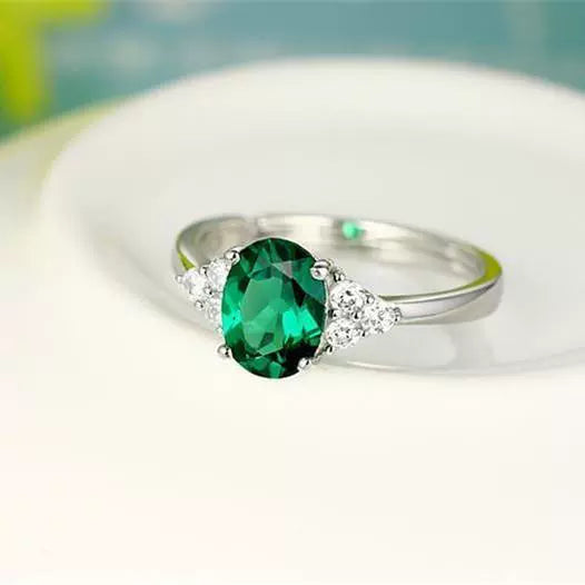 Blue Crystal Ruby Female Open Mouth to Give Mom Silver Ring
