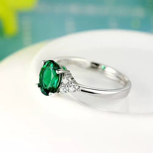 Blue Crystal Ruby Female Open Mouth to Give Mom Silver Ring