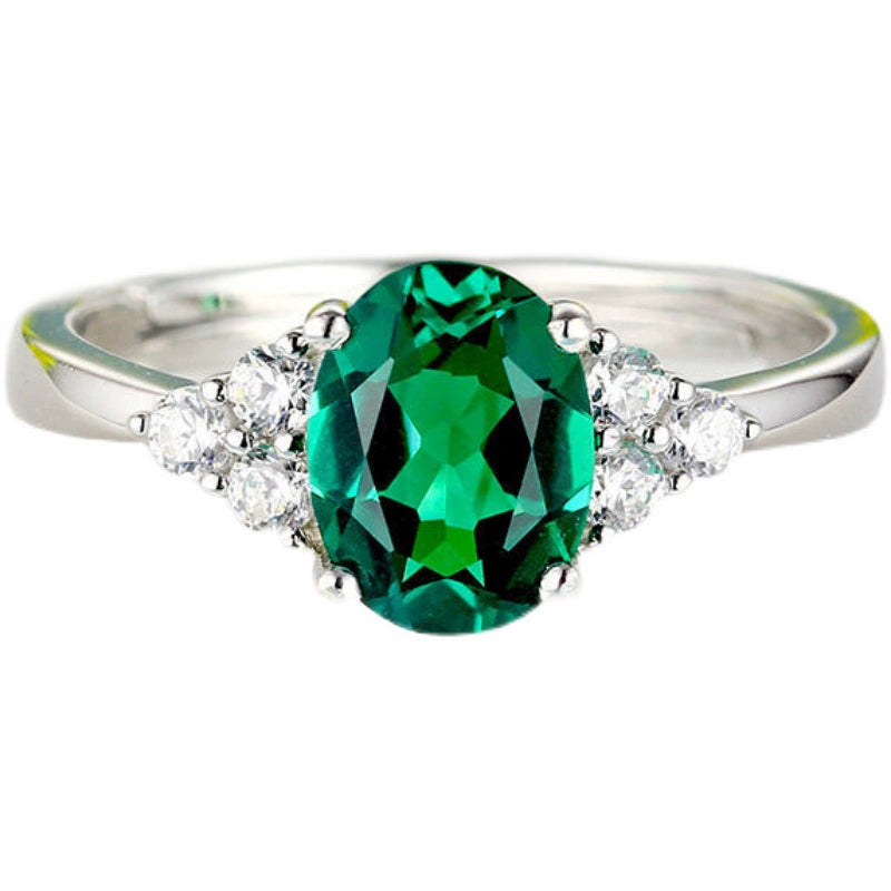 Blue Crystal Ruby Female Open Mouth to Give Mom Silver Ring