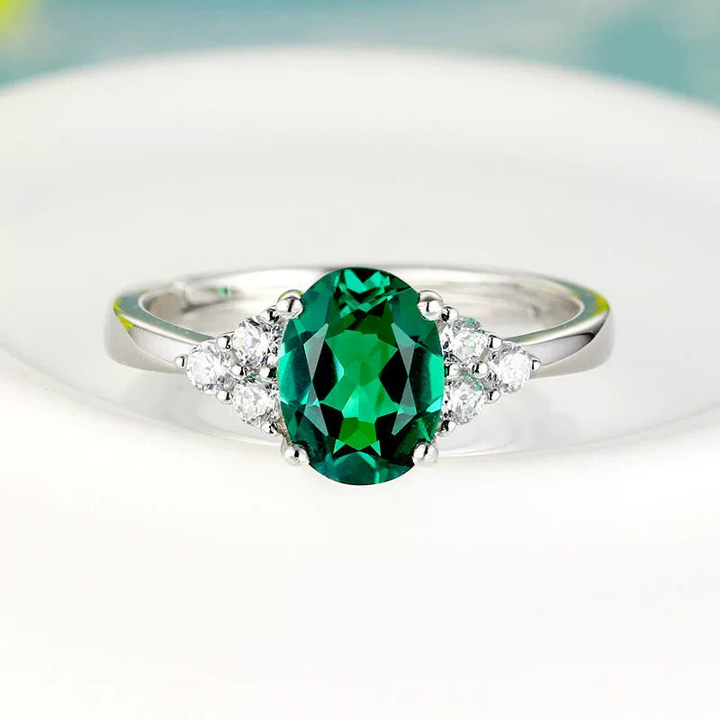 Blue Crystal Ruby Female Open Mouth to Give Mom Silver Ring