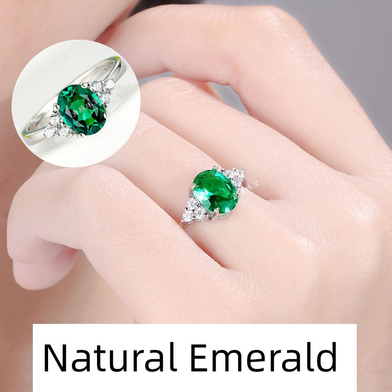 Blue Crystal Ruby Female Open Mouth to Give Mom Silver Ring