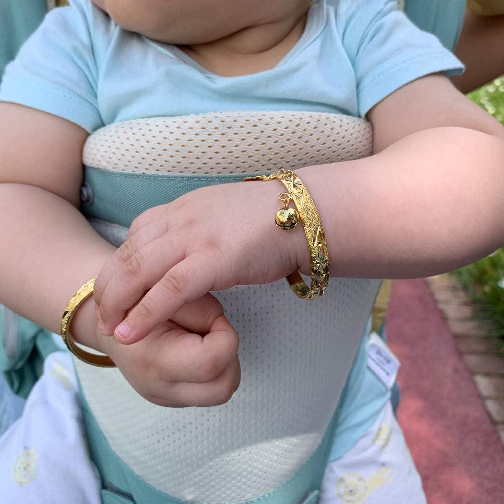 Ethlyn Christmas Gifts for baby 18K Gold plated Mini Size Baby Bangles Bracelet for infants girls boys Stars Bells Heart Jewelry (2pcs/lot) - Numba1Diva