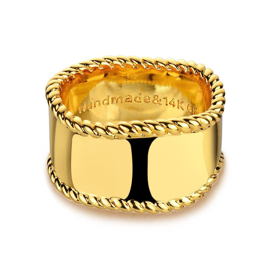 Gold Plain Band Ring Twisted 14K Gold Plated - Numba1Diva