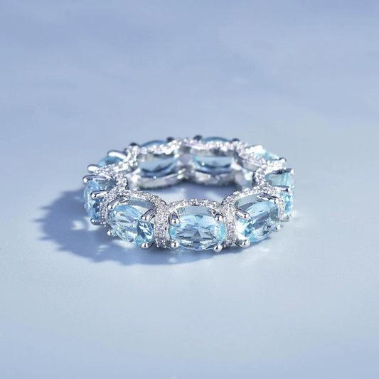 Young Princess Lace Aquamarine Bracelet Stackable Ring