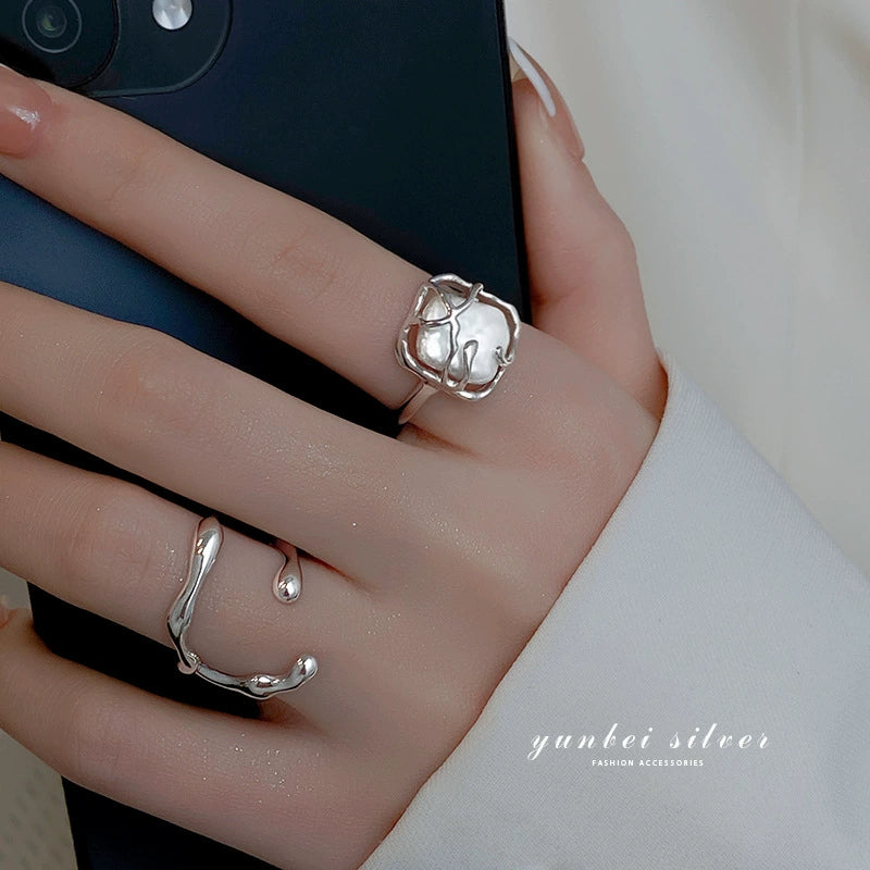 Women's Special-Interest Design Water Drop Graceful Personality Pearl Ring